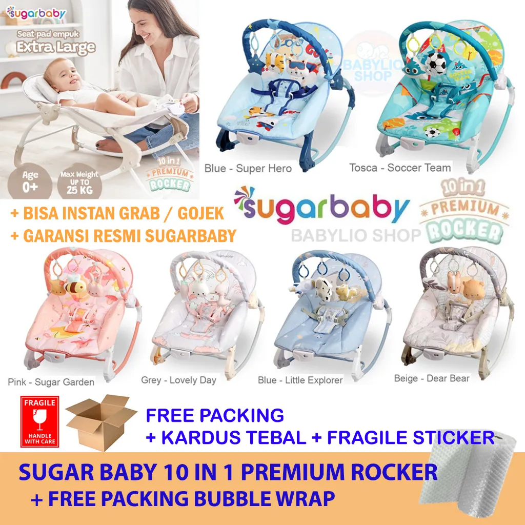 Sugar Baby 10in1 Premium Rocker | Sugarbaby Baby Bouncer | Kursi Goyang Manual | Ayunan Bayi