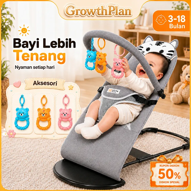 Versi Kelas Atas Garansi 3 Tahun Ayunan Bayi Foldable Bouncer Bayi 3–18 Bulan Kursi Goyang Bayi Rocker Bouncer Chair Buai Lantai Dengan Rak Mainan