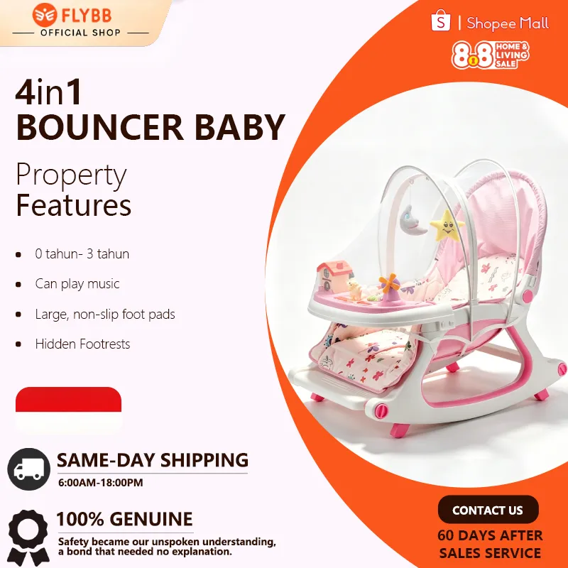 [Garansi 30 hari]FLYBB Bouncer baby 4in1 Kursi Goyang Manual BayiAyunanBayi Bouncer Bayi To Up 20 kg