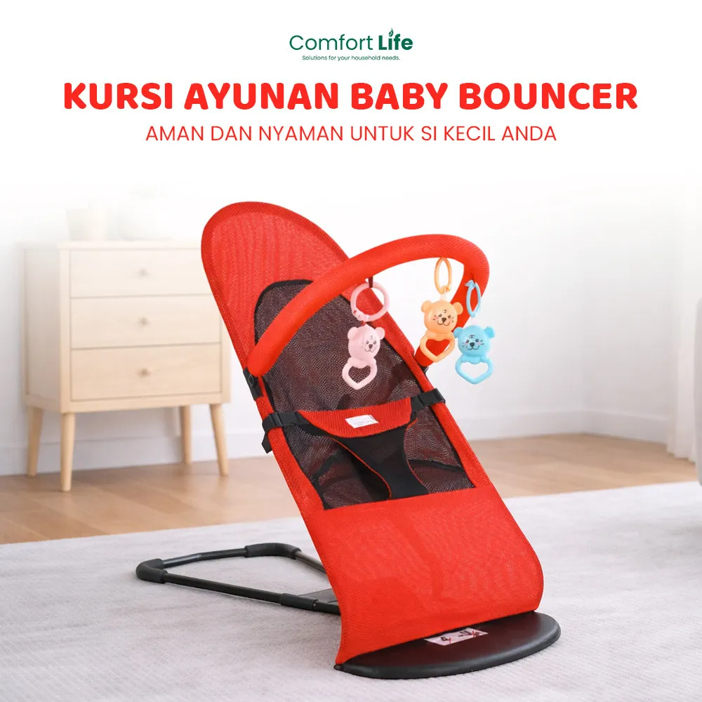 COMFORT LIFE Kursi Ayunan Bayi Lipat Bayi Bouncer Tempat Tidur Bayi Goyang - Kuat Hingga 20KG | SWEET BABY