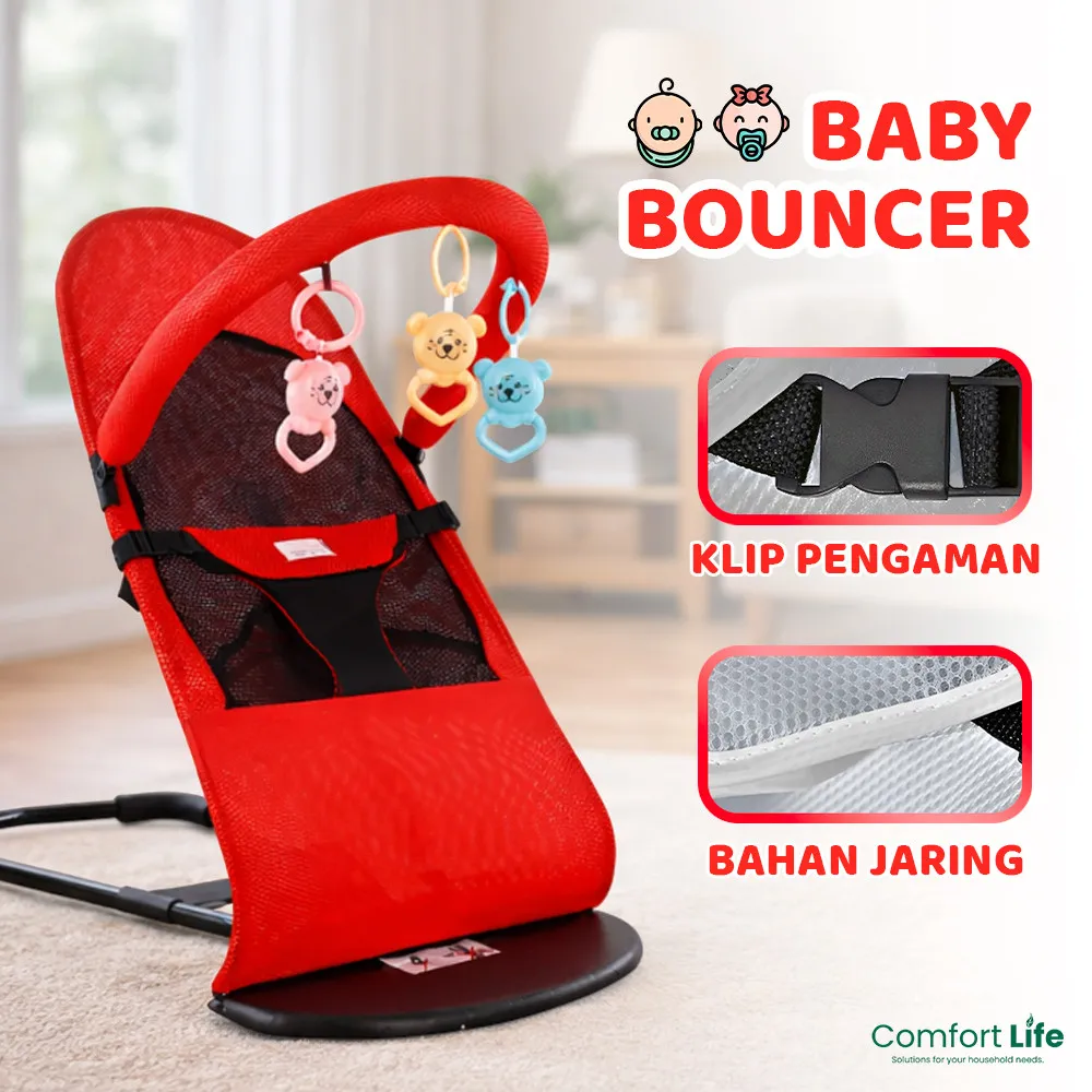 COMFORT LIFE Kursi Ayunan Bayi Lipat Bayi Bouncer Tempat Tidur Bayi Goyang - Kuat Hingga 20KG | SWEET BABY