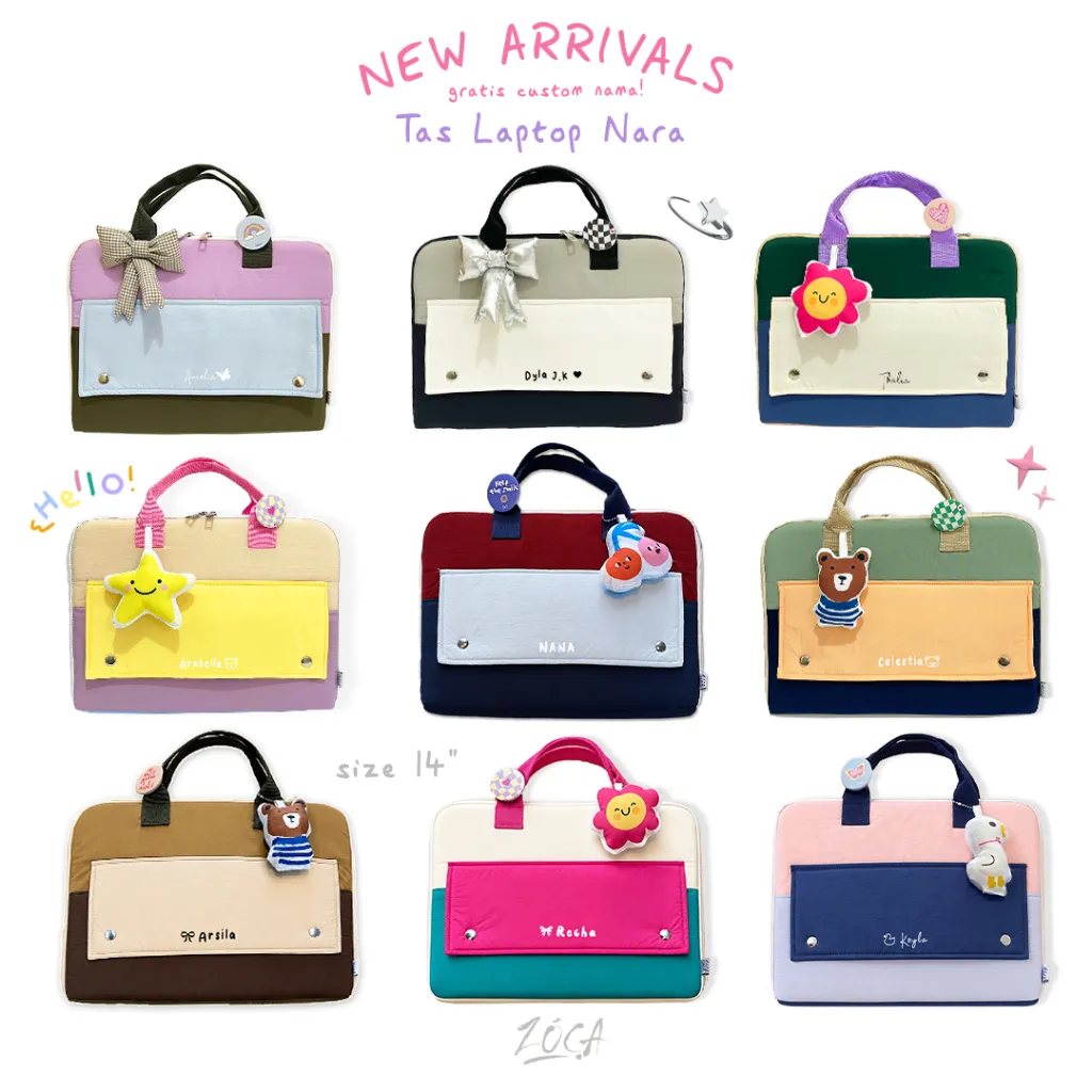 ZOCA TAS LAPTOP NARA 14" / TAS LAPTOP JINJING (BISA CUSTOM NAMA)