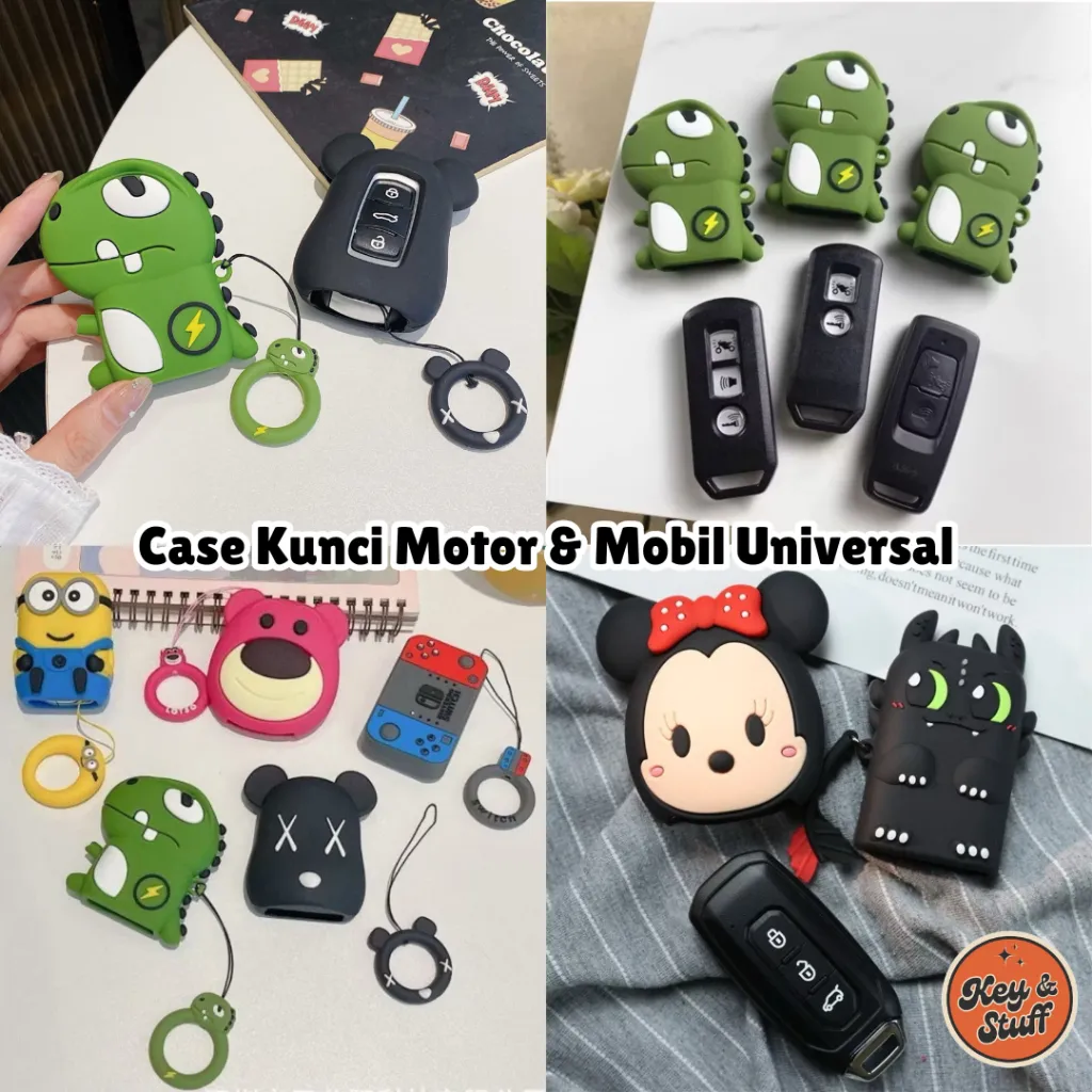 Silikon Gantungan Kunci Mobil Motor/ Cover Kunci Remote Mobil Motor Case Casing Kunci Model Lucu Motif Minnie Mickey Doraemon Stitch Pokemon Dino Tooth / Pelindung Kunci Motor / Case Keyless Scoopy Vario Beat Fazzio Filano Nmax PCX Stylo 160 Fazzio ADV
