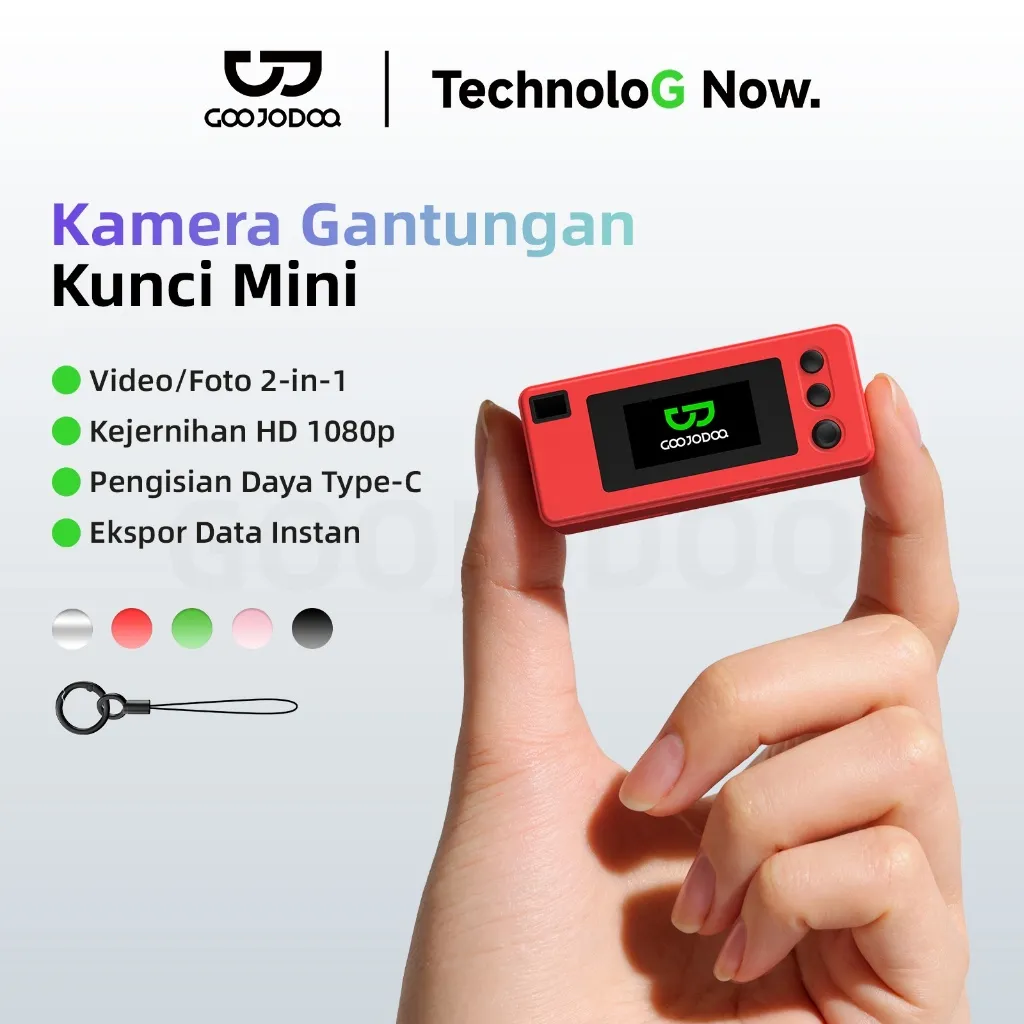 Goojodoq ibu jari Keychain Kamera - 720P Mini Camera, Aksesori CCD Retro, Hadiah Unik untuk Pelajar dan Teman