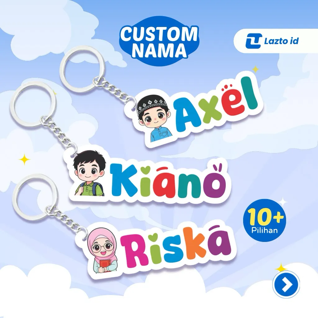 Gantungan Kunci Custom Nama Karakter Kartun Anak Lucu Akrilik