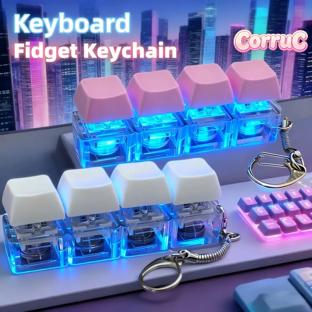 [Bersinar]Gantungan Kunci Mechanical Dopamin Keyboard Fidget /switch keycaps RGB Keychain /Gantungan Kunci Anti Stress ASMR Mini Digital/ Cube Toy/Gantungan Kunci 3D