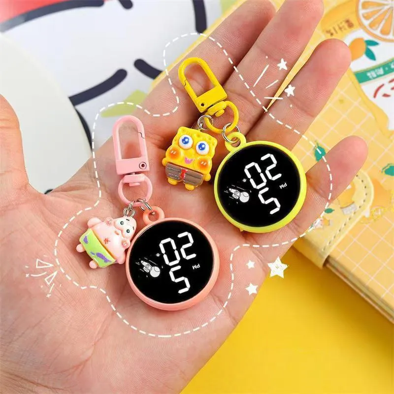 J218 Jam Gantungan Kunci LED Karakter Jam Saku Stylish Keychain Watch Unisex