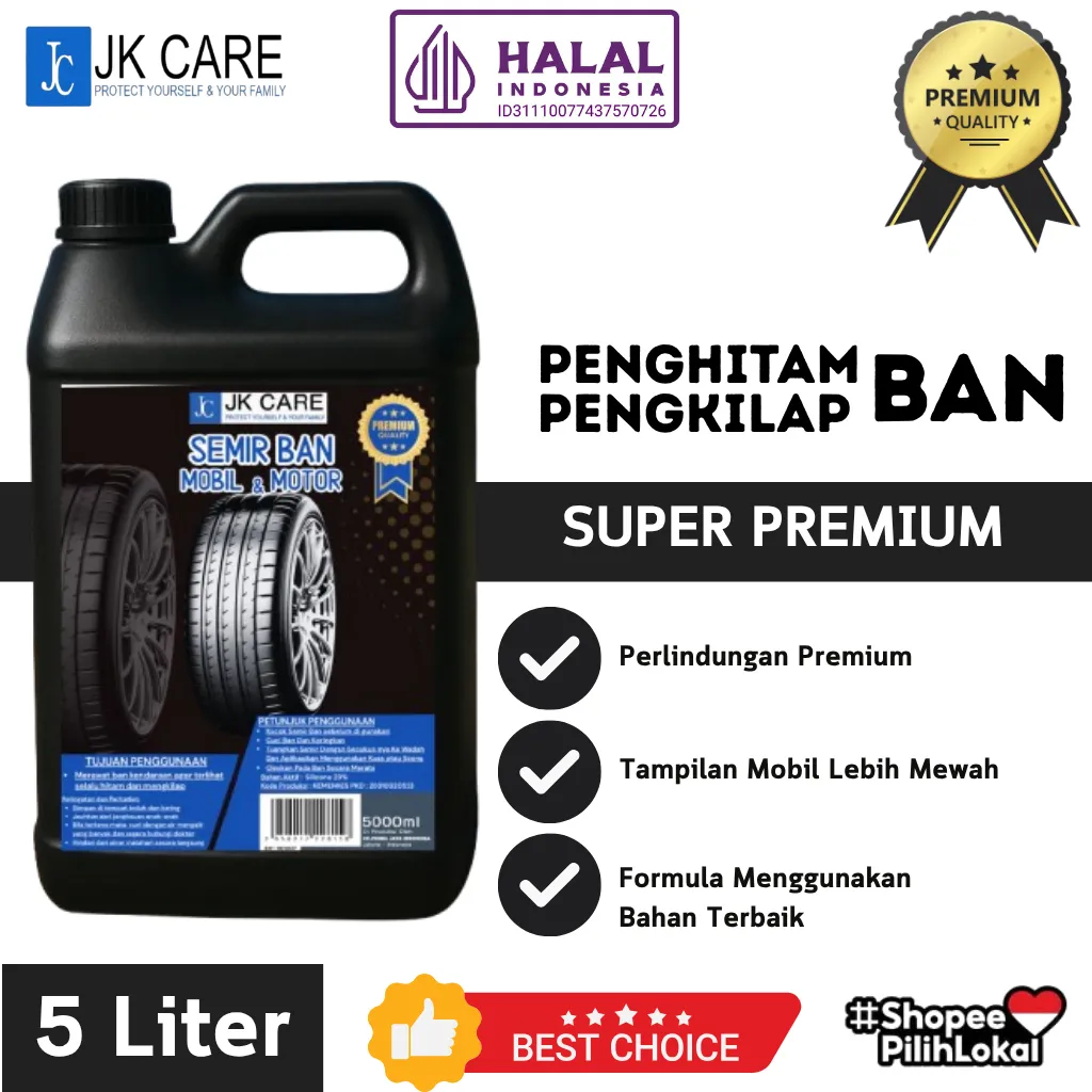 Semir Ban Super Premium Hitam Mengkilap 5 Liter Melindungi & Merawat Ban Dengan Formulasi Terbaru