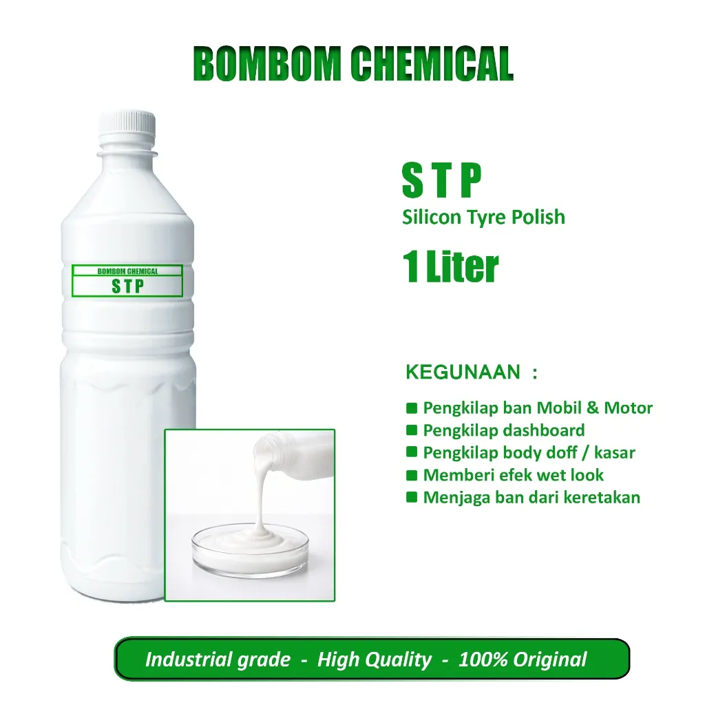 STP Silicon Tyre Polish 1 Liter - Semir Ban Mobil & Motor Wet Look - Silikon Emulsi HItam Kilap - Pengkilap Dashboard