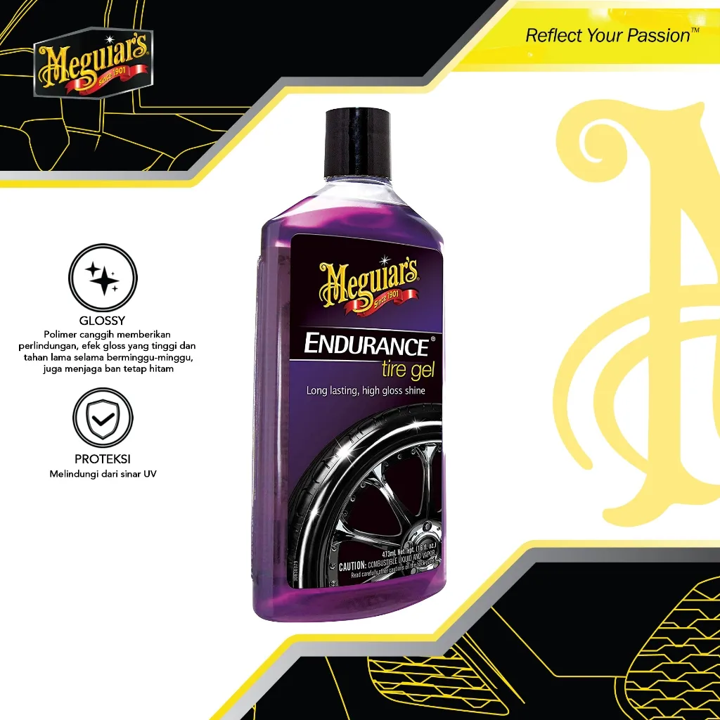 Meguiar's G7516 Endurance Tire Gel Premium Tire Gel 473ml Semir Pengkilap Perawatan Ban Roda Kendaraan Mobil Motor