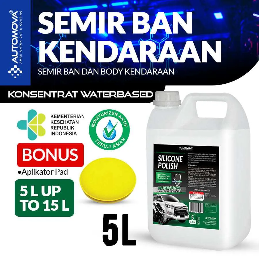 AUTOMOVA - Pengkilap Dashboard Plastik Dan Semir Ban Mobil Motor Silicone Polish 1 Liter
