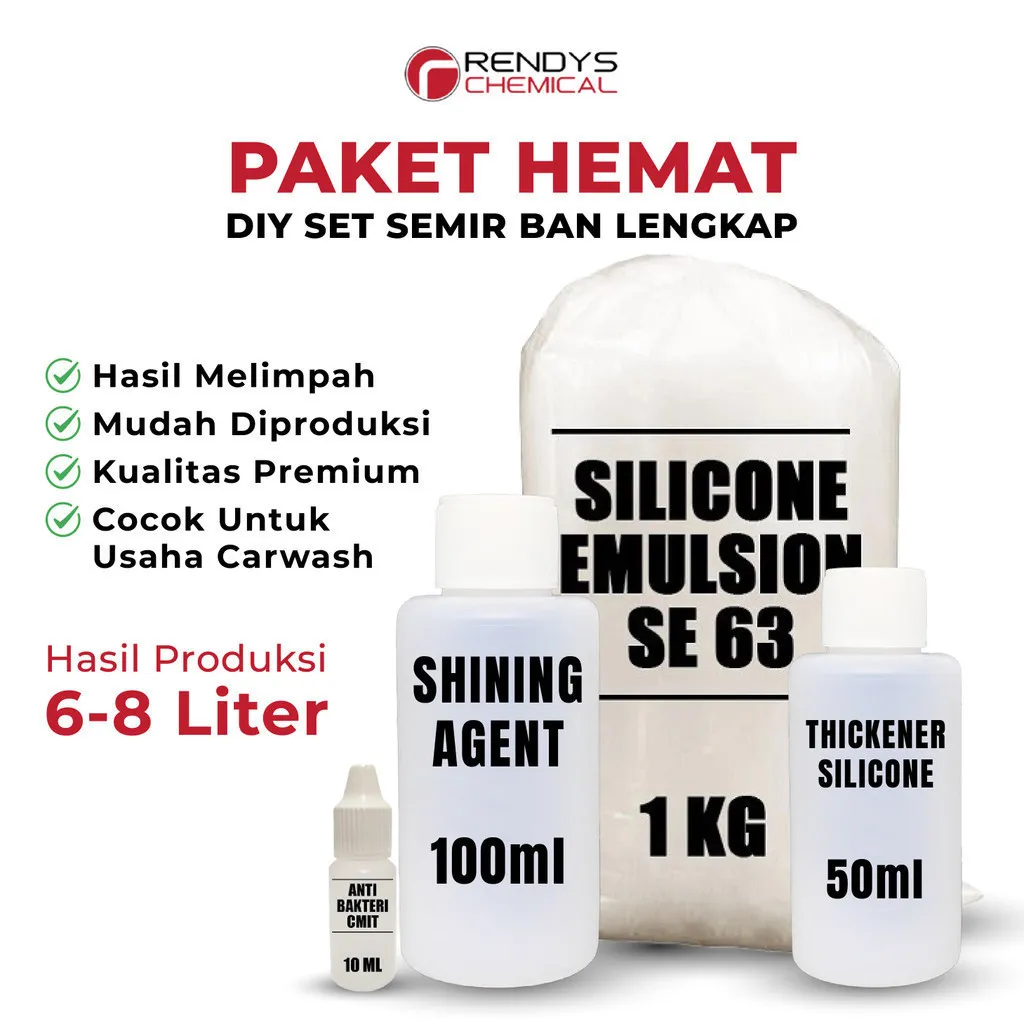 Paket Hemat Semir Ban DIY SE63 THK – Pengkilap Ban Motor Mobil Hitam Mengkilap Tahan Lama – Silicone Emulsion Wet Look Premium - Semir Ban Anti Getas - Kit Ban Premium