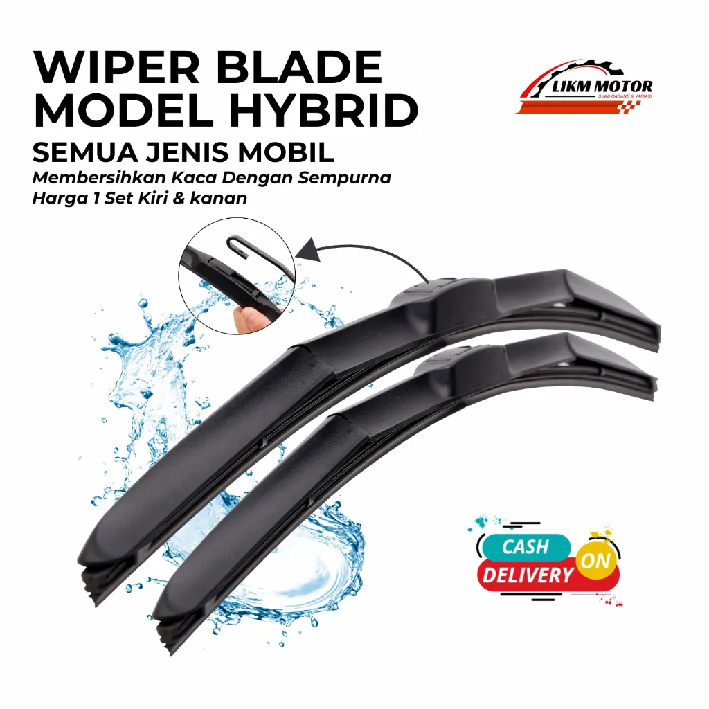 Wiper Mobil Hybrid Blade Universal 1 Set Kiri dan Kanan Pembersih Kaca Depan
