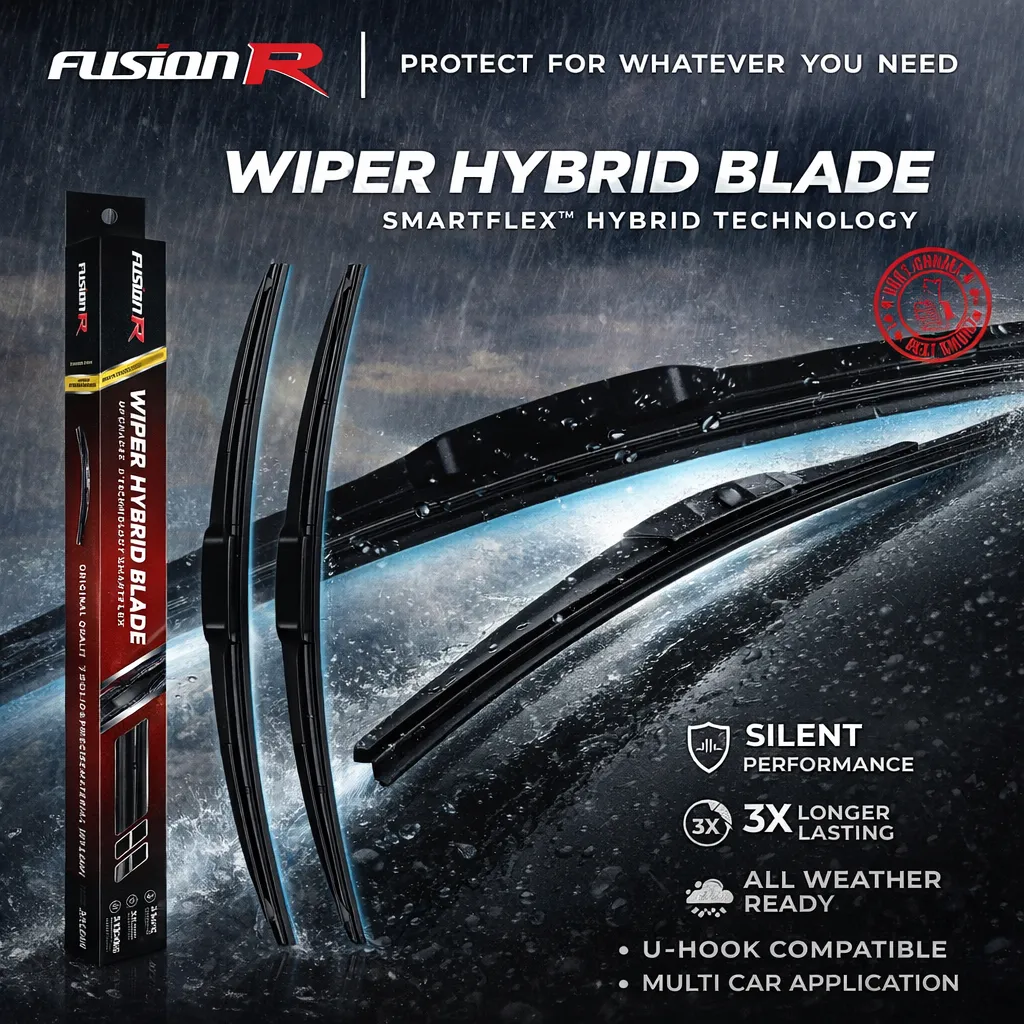 Fusion R | Wiper Kaca Mobil Premium Hibrid Wiper Frameless Hybrid Blade Set (Lengkap Semua Mobil)
