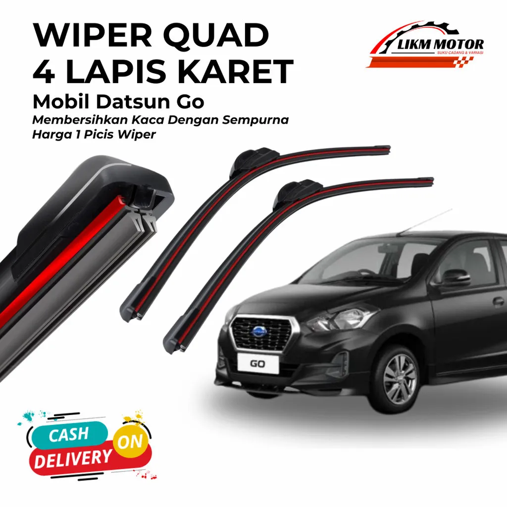 Wiper Quad Datsun Go 4 Lapis Karet Blade 1 Pcs Pembersih Kaca Depan Mobil