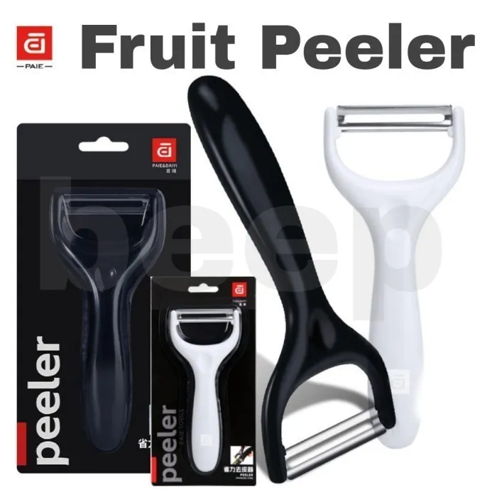 Pengupas peeler buah tajam pisau stainless halus tanpa gerigi gagang hard plastik kuat awet
