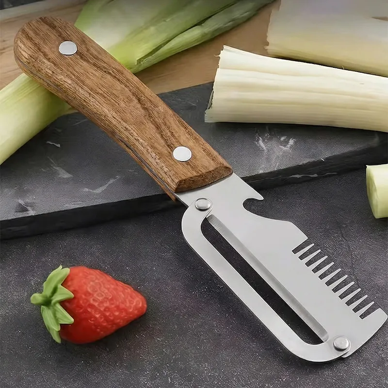 Pisau Dapur Pengupas 3in1 Stainless Steel/Tajam Tahan  Karat/Serbaguna Buah Sayur Daging Daun Bawang Prei doll