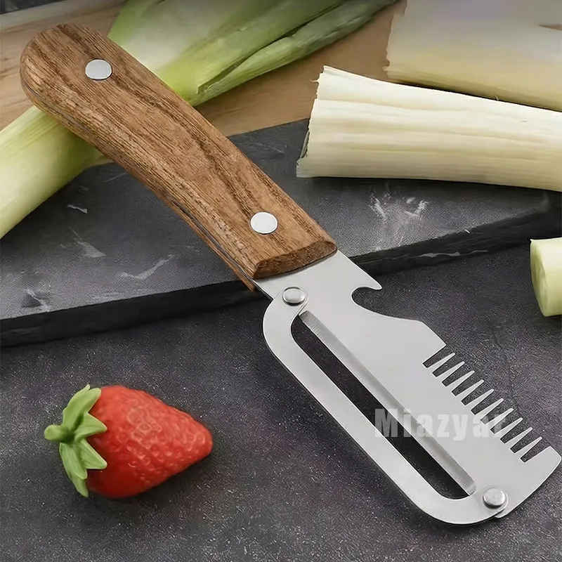 Pisau Pengupas Kulit Buah Serbaguna 3-in-1 - Stainless Steel Tajam untuk Daging Sayuran Mia