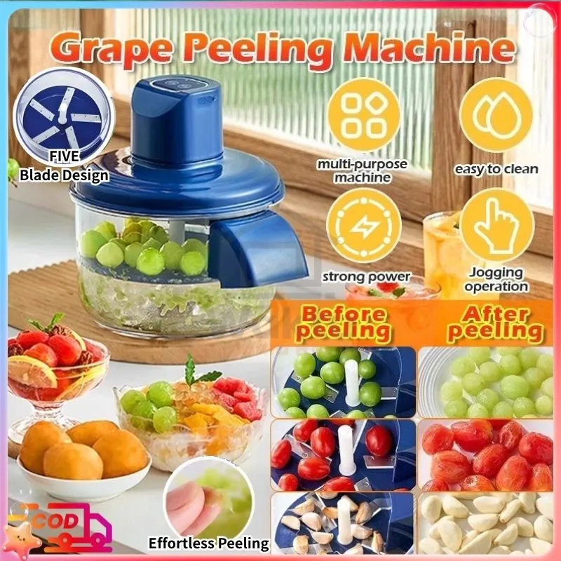 [COD] Mesin Peeler Anggur Listrik FIVE Blade Design Mesin Pengupas Otomatis 1300mAh Rechargeable Food Processor HandsFree automatic Peel Fruit Untuk Alat Peeling Tomat Bawang Putih Bawang Putih