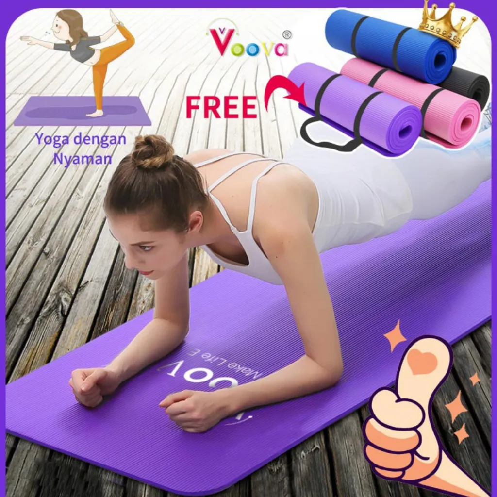 VOOVA Matras Friendly Yoga Mat Anti Slip Tebal Premium Matras Olahraga Sport & Pilates Mat | Gym Mat NBR