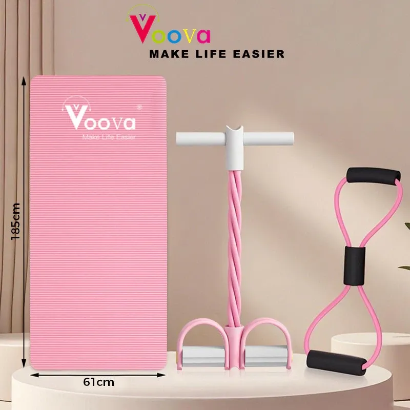 VOOVA 3 IN 1 Set Alat Olahraga/ Set Yoga/ Paket Lengkap Alat Olahraga/ Matras dengan Tummy Trimmer dan Tali Yoga / Matras Antislip