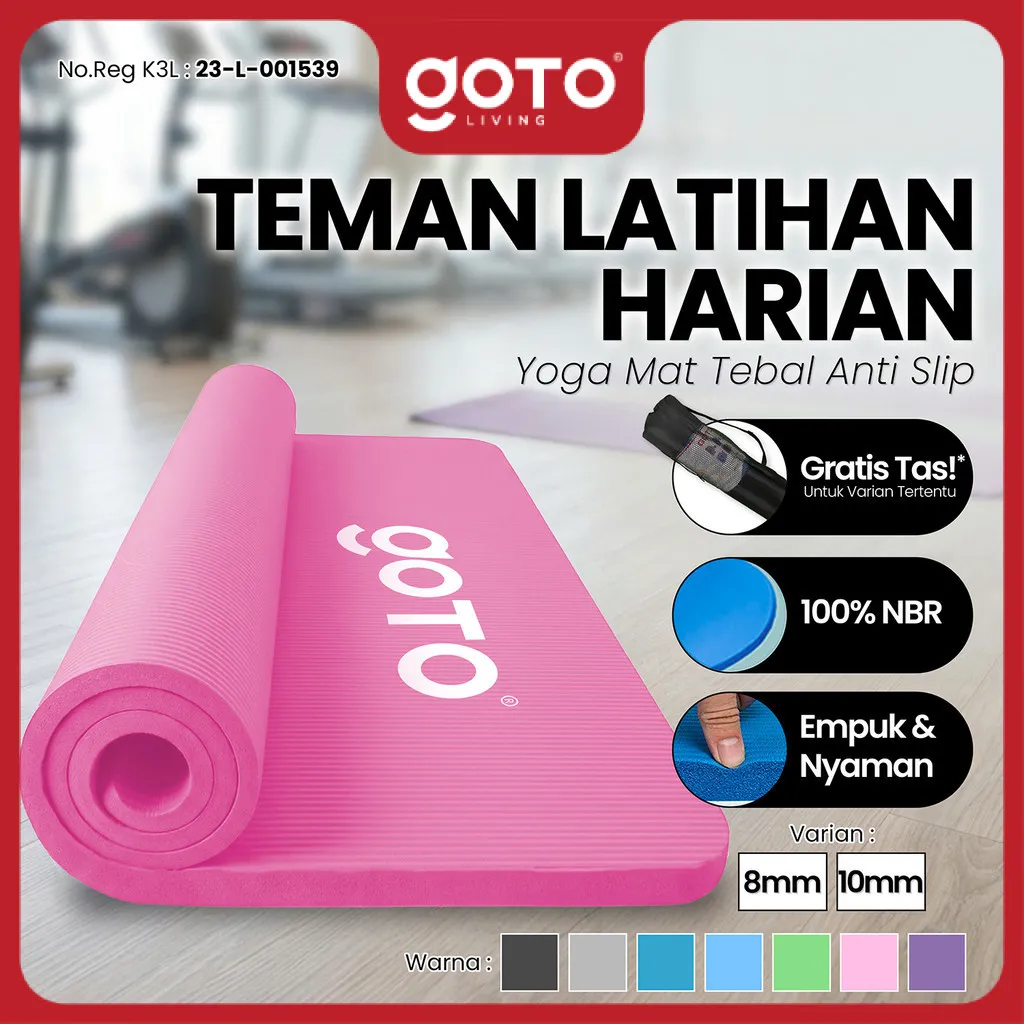 (Special Offer) Goto NBR Yoga Mat 10mm Matras Alas Gym Senam Anti Slip Tebal