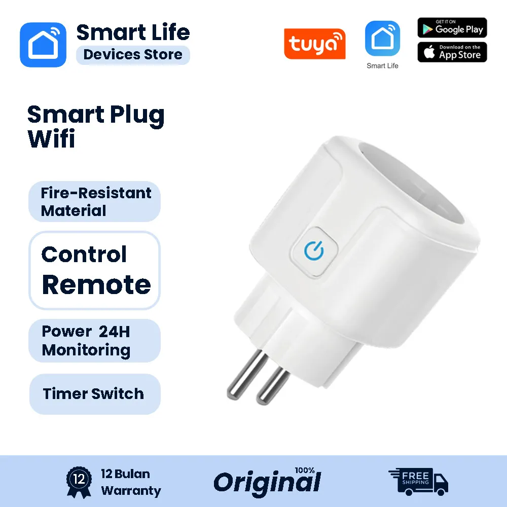 [Paket Promo] Smart Plug Wifi Wireless Colokan 16A Stop Kontak Staker Steker Listrik Pintar Smart Home Tuya [EasyCam]