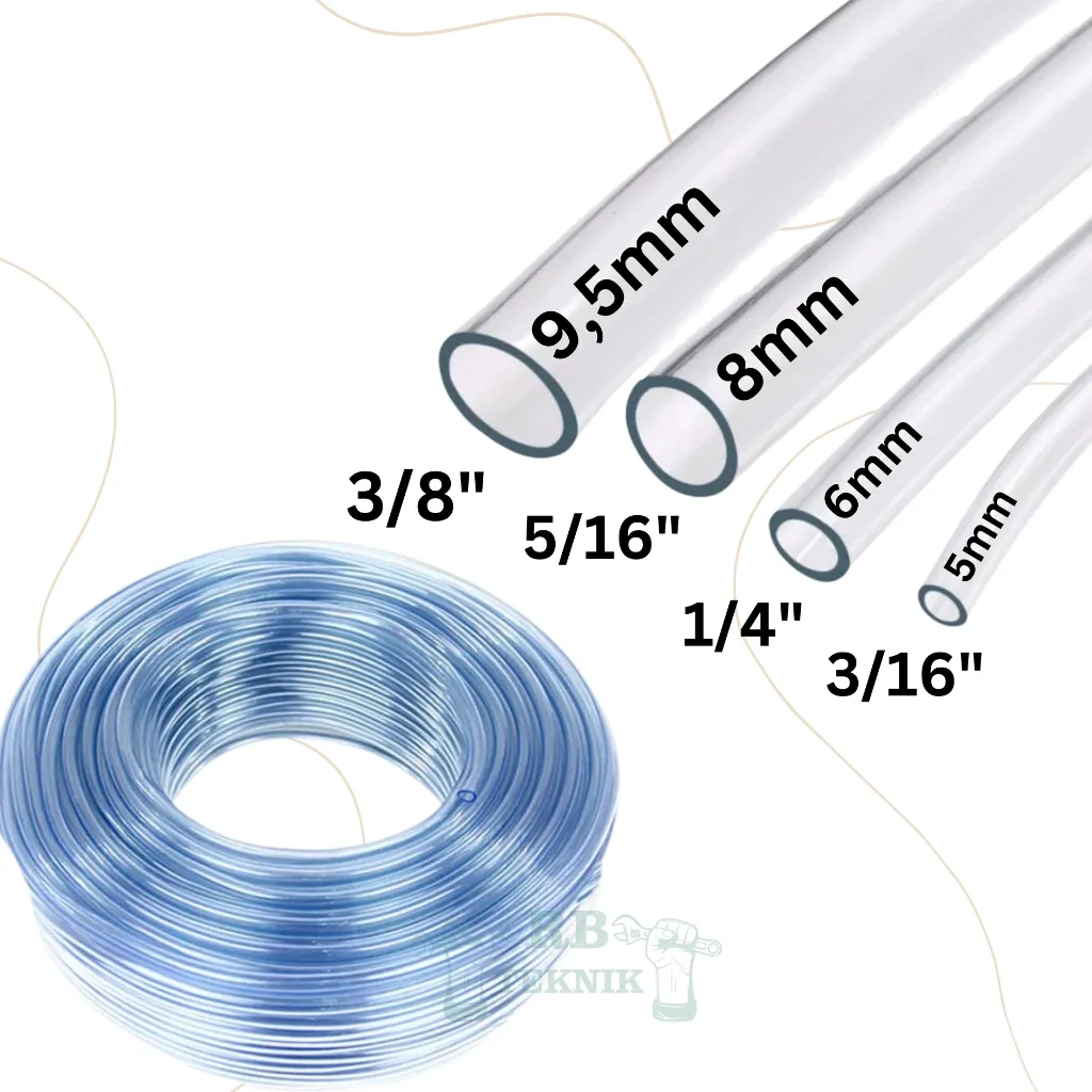 Selang Air Aquarium Elastis Waterpass / Selang Bening Aerator Transparan 3/16 1/4 5/16 3/8 PerMeter