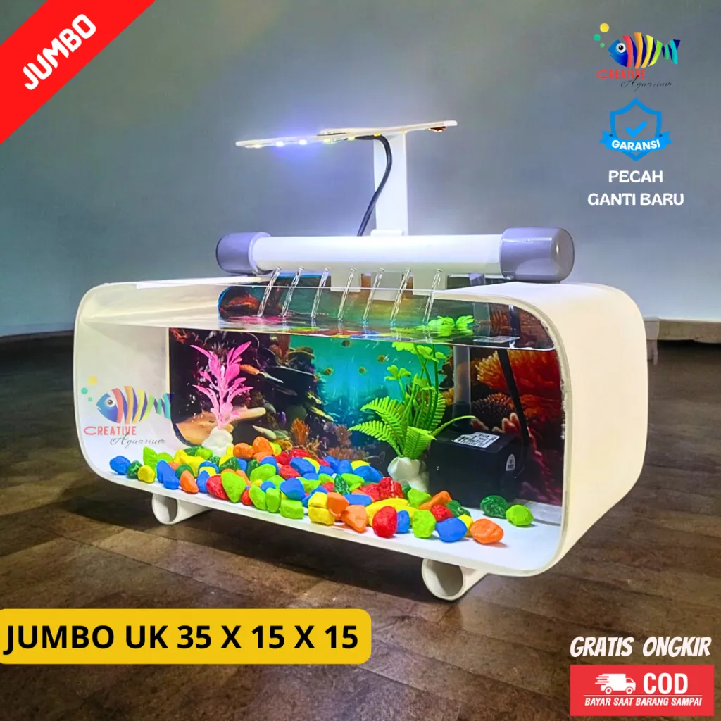 [PROMO] 1 Set lengkap aquarium JUMBO UK 35 X 15 X 15 plus mesin pompa filter tinggal pakai (P-01)