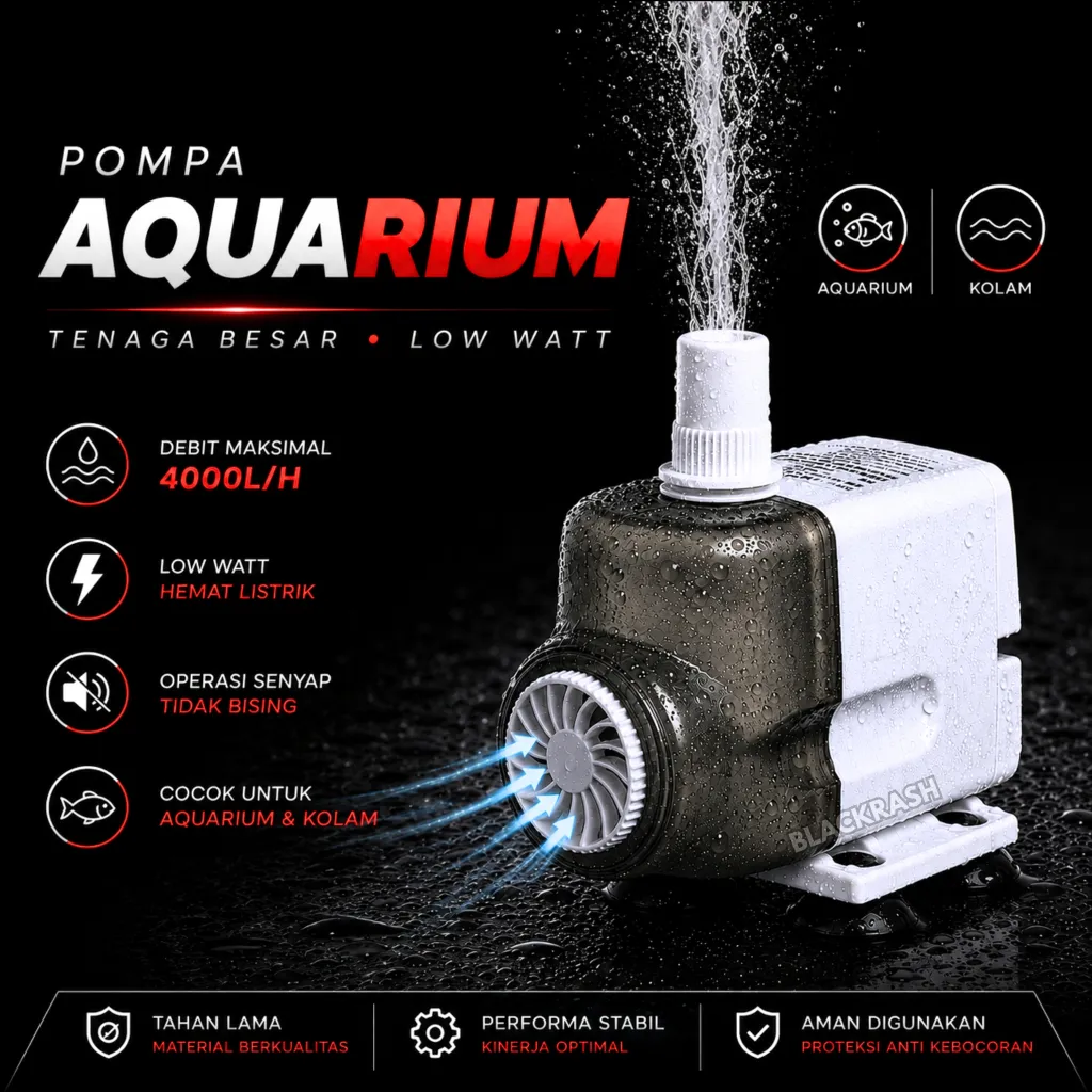 Power Head Pompa Celup Aquarium Hidroponik Low Watt - Mesin Air Terjun Kolam Ikan Koi Arwana 4000L/H