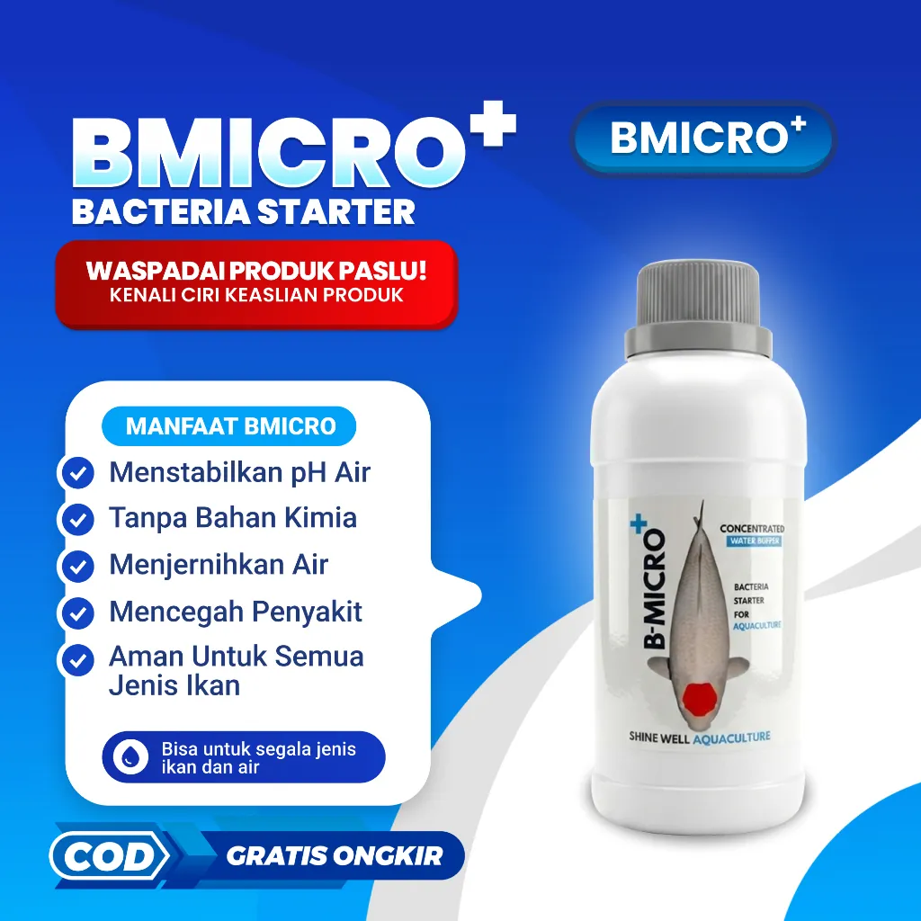 BMICRO+ Shine Well Aquaculture | 250 ml | Bakteri Starter Aquaculture, Menjernihkan Air Kolam Ikan Koi