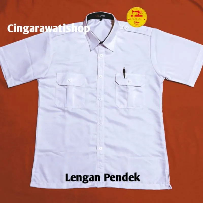 Kemeja Pdh Putih Pns Pria Baju PNS Putih Pria Seragam Pns Putih Pria Kerah Dalam Hitam Baju Dinas Putih Pria Lengan Pendek Terbaru