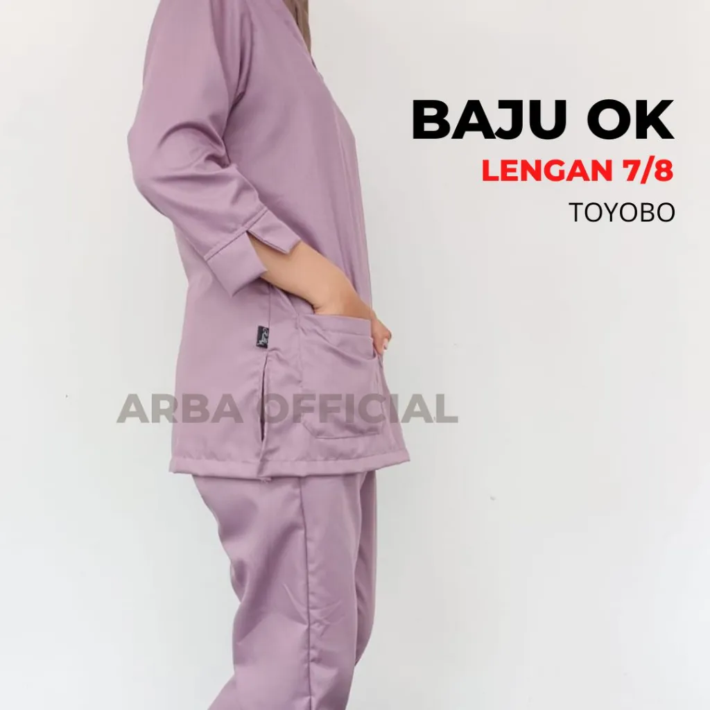 Baju OK Lengan 7/8 One set Jaga Perawat Nakes Pakaian Kerja Bidan Dokter BahanToyobo