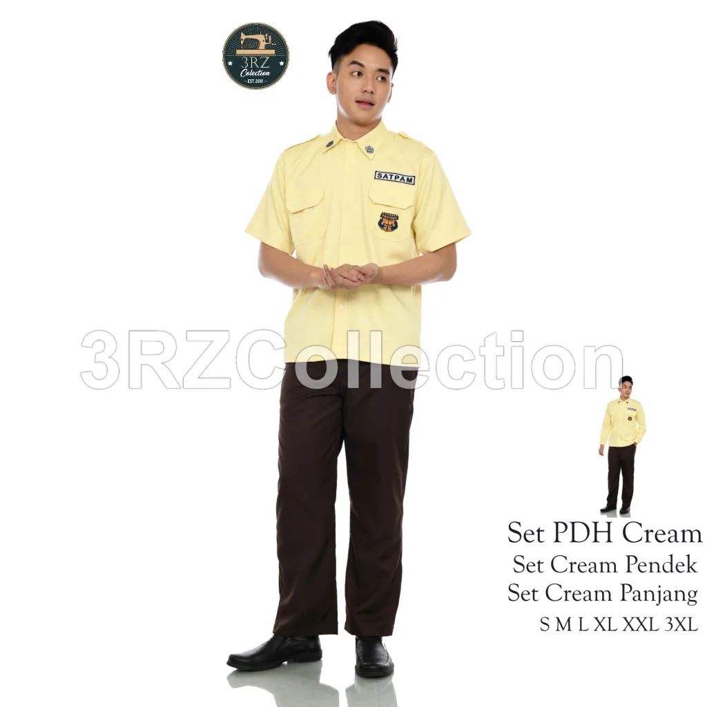Seragam Pdh Satpam Krem Setelan Security Cream Pakaian Dinas Harian Coklat Krem Satpam Lengan Panjang Lengan Pendek Terbaru