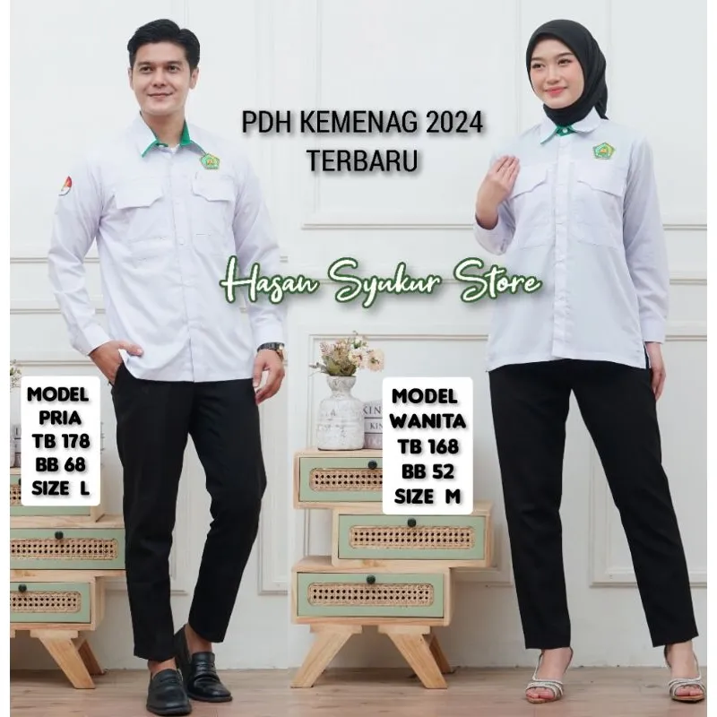 Pakaian Dinas Harian Kementerian Agama terbaru PDH PUTIH KEMENAG terbaru 2024 kemeja kemenag terbaru kemeja kemenag 2024
