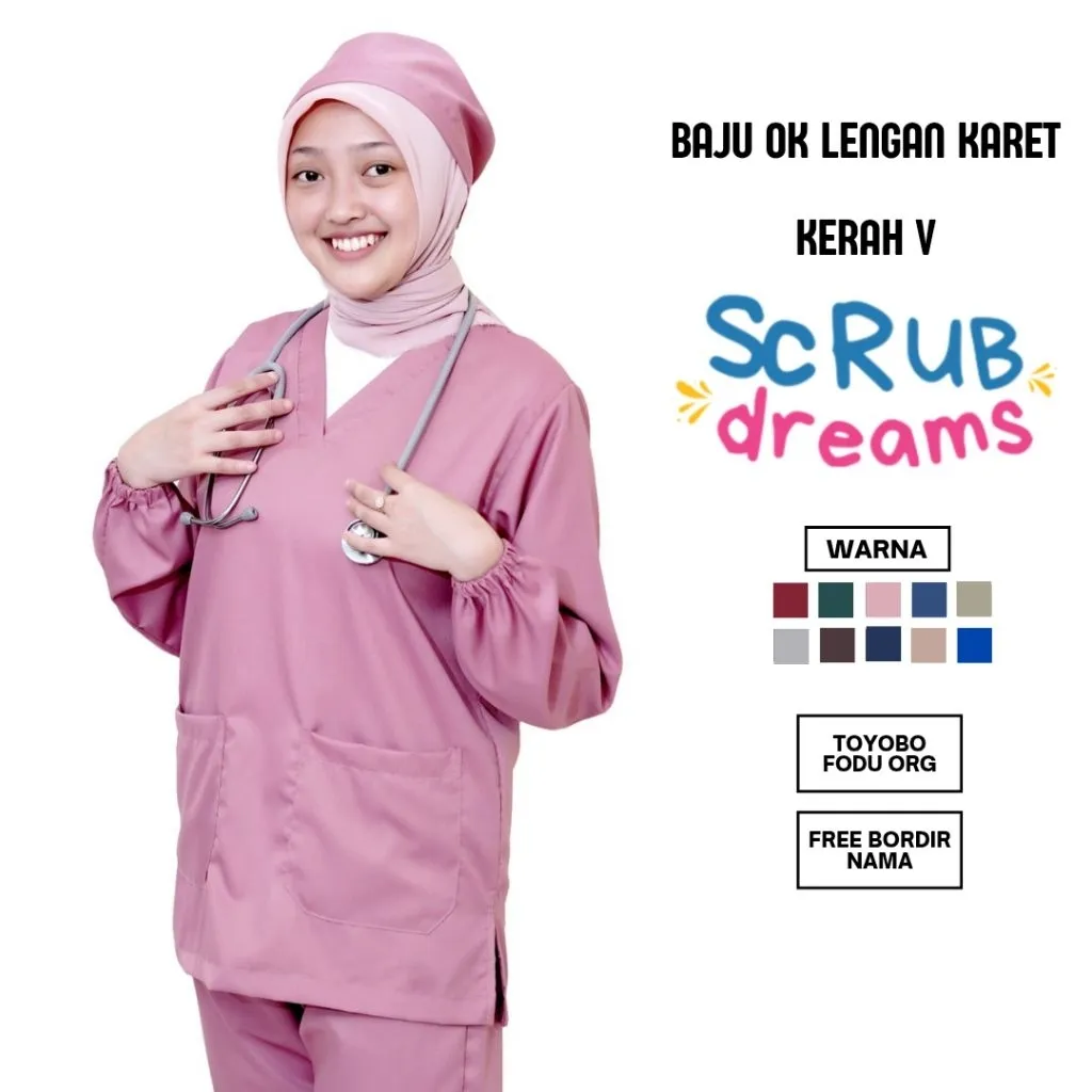 [FREE BORDIR NAMA] Baju OK Toyobo, Scrub Lengan Panjang, Baju Medis Lengan Panjang Bahan To koyobo