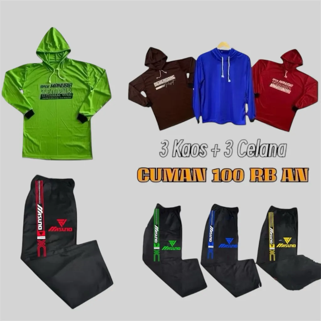 Paket hemat ( 100rb dapat 3 Pasang ) Stelan Kaos Tani Lengan Panjang Pria Baju Sawah Proyek kerja Dll