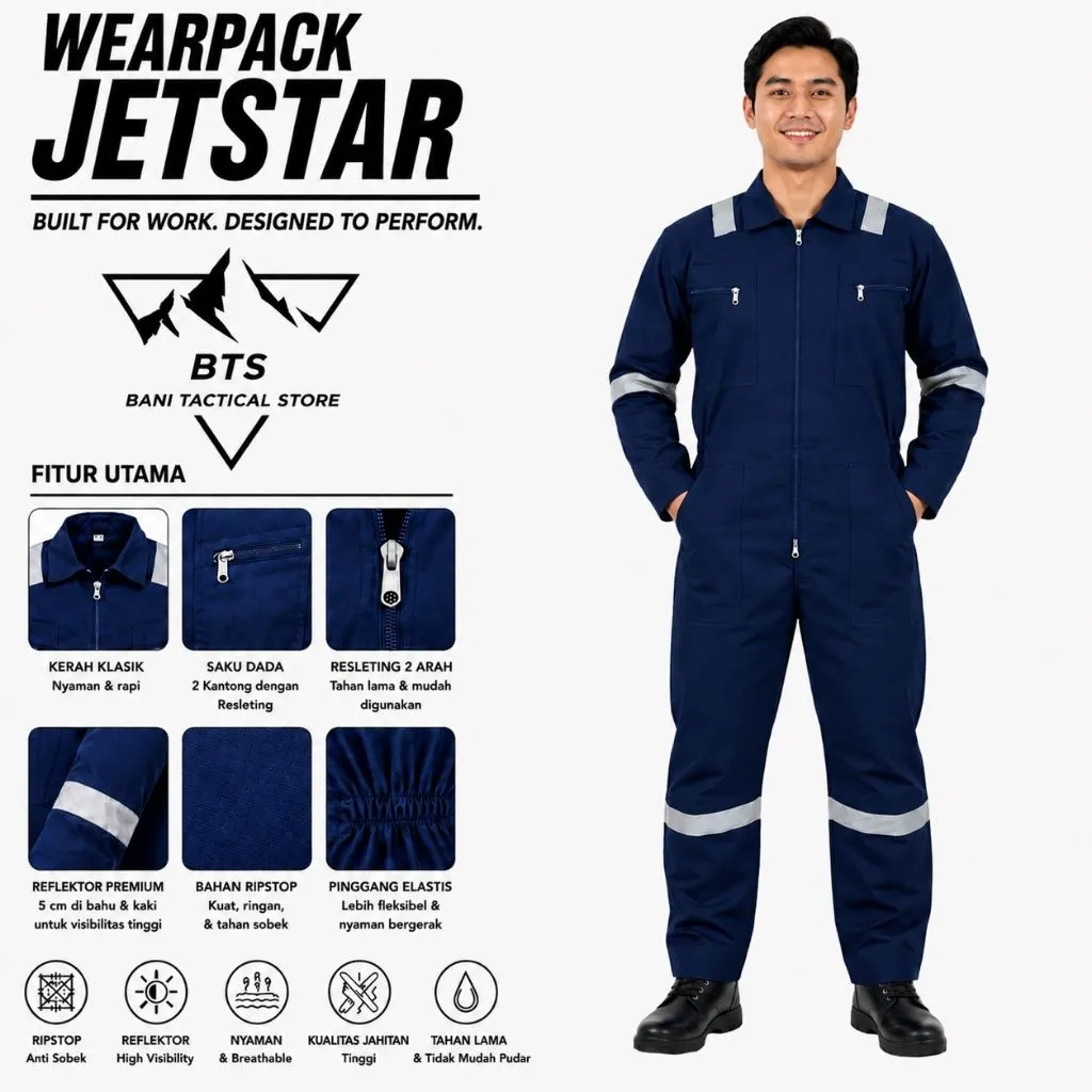 Grosir Wearpack safety scotlight / katelpak safety / seragam kerja proyek / Baju bengkel / Coverall Pria
