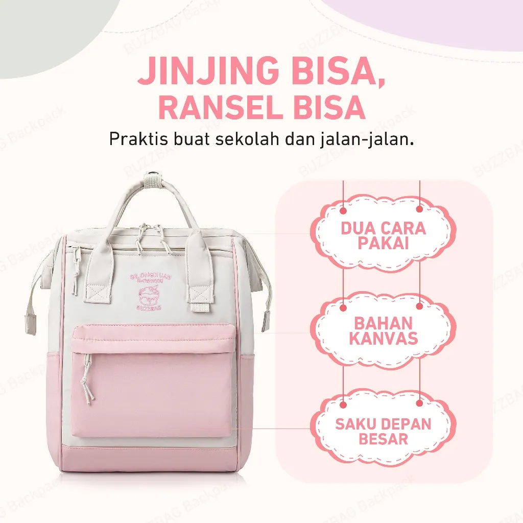 BUZZBAG - ransel sekolah wanita tas sekolah korean style Ransel Perjalanan Seni Siswa Sekolah wanita import korea SMA Muda Modis Jepang dan Korea Kasual Kanvas tas ransel wanita ransel wanita backpack wanita backpack lucu korea