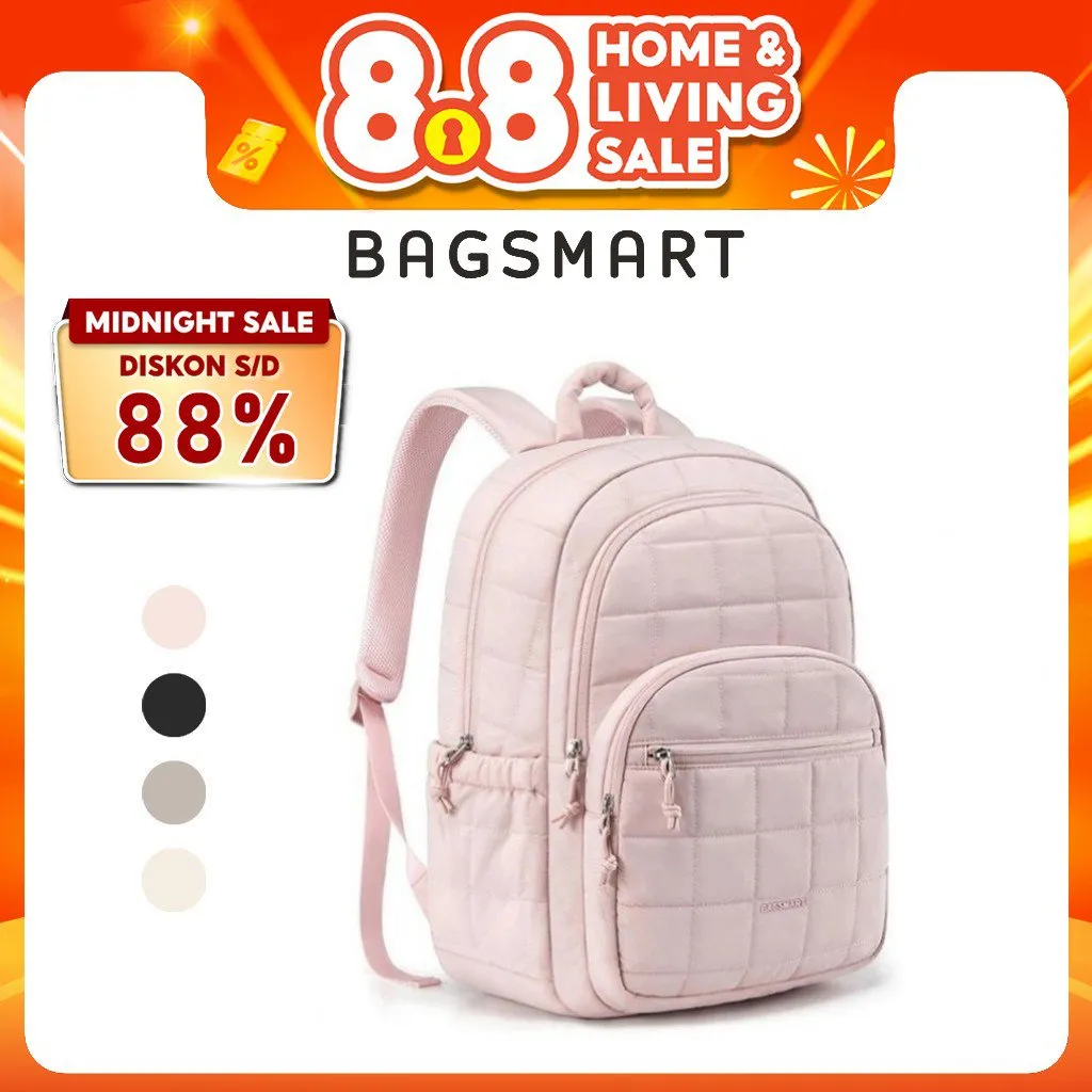BAGSMART Laptop Backpack 15.6Inch for Women Travel Backpack Kuliah Travel Ransel Quilted Water