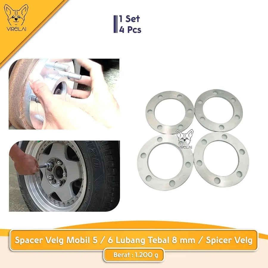 [1 PCS] Spacer Vleg Mobil 5 / 6 Lubang Tebal 8 mm / Spicer Velg Mobil
