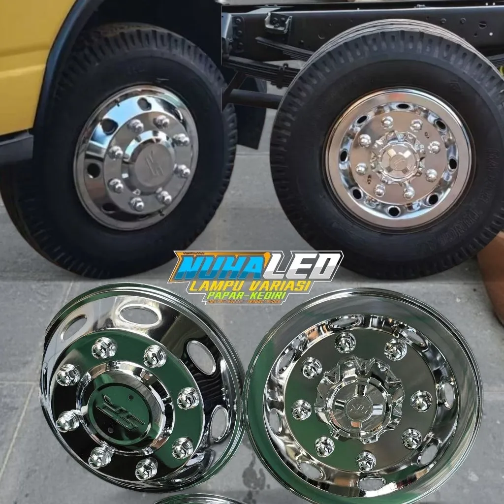 1 Set (4BIJI) Wildop / Wheeldop Truk Ring 16 SR Pariwisata Plat Bahan Chrome