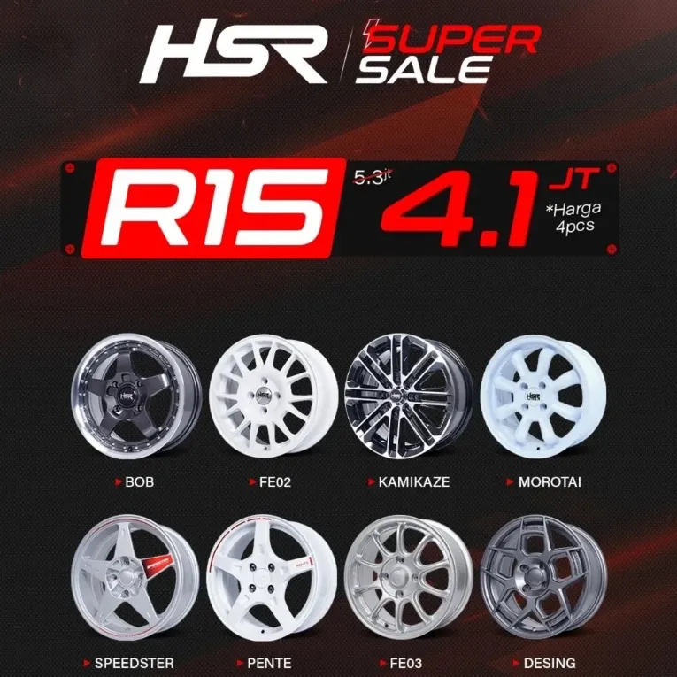 PROMO Cuci Gudang Velg Mobil HSR Bebas Pilih Ring 15 untuk Jazz Agya Ayla Calya Sigra Avanza Sirion Ignis R15 Gold