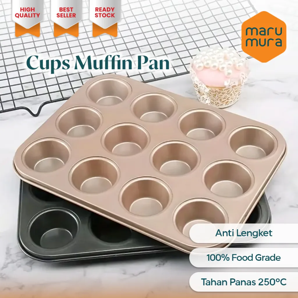 Marumura Bakeware 6 / 12 Cup Muffin Pan | Cupcake Tray | Muffin Tray | Loyang Cetakan Cupcake