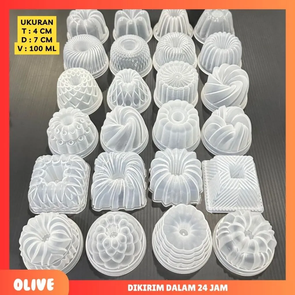 [24Pcs dengan 24 model] Cetakan puding mini Loyang ager ager cetakan bolu kukus cetakan kue jelly