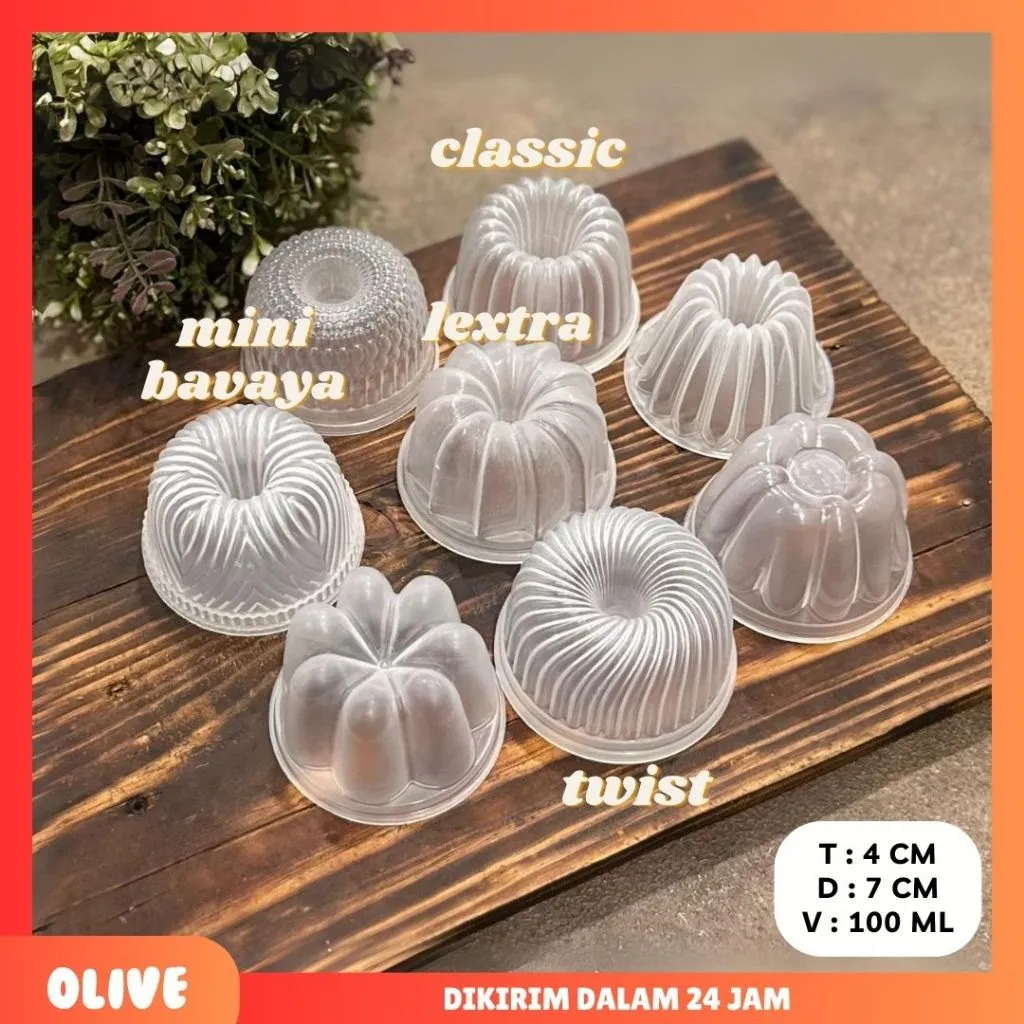 (Isi 12pcs) 4 model Cetakan Pudding Mini Viral Cetakan Bolu Kukus Loyang Mini Plastik Premium Import