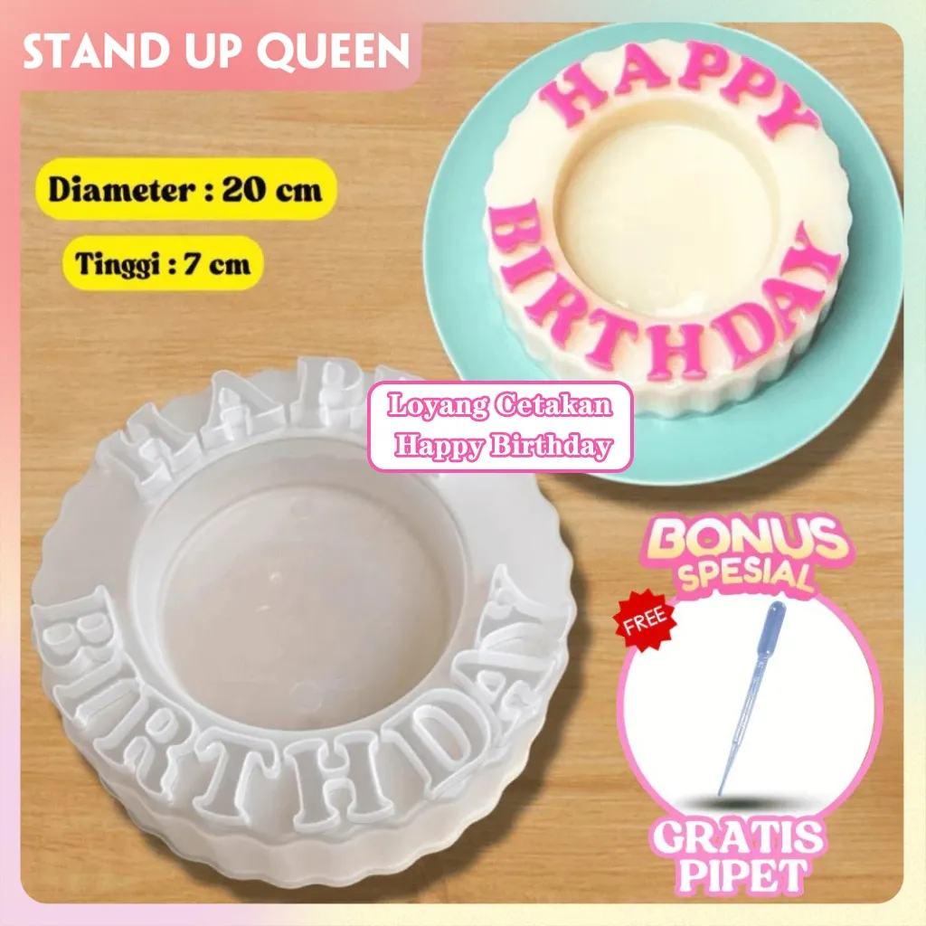 [COD]Loyang Agar Ulang Tahun Plastik 20cm Cetakan Puding Happy Birthday Cetakan Puding Selamat Ulang Tahun