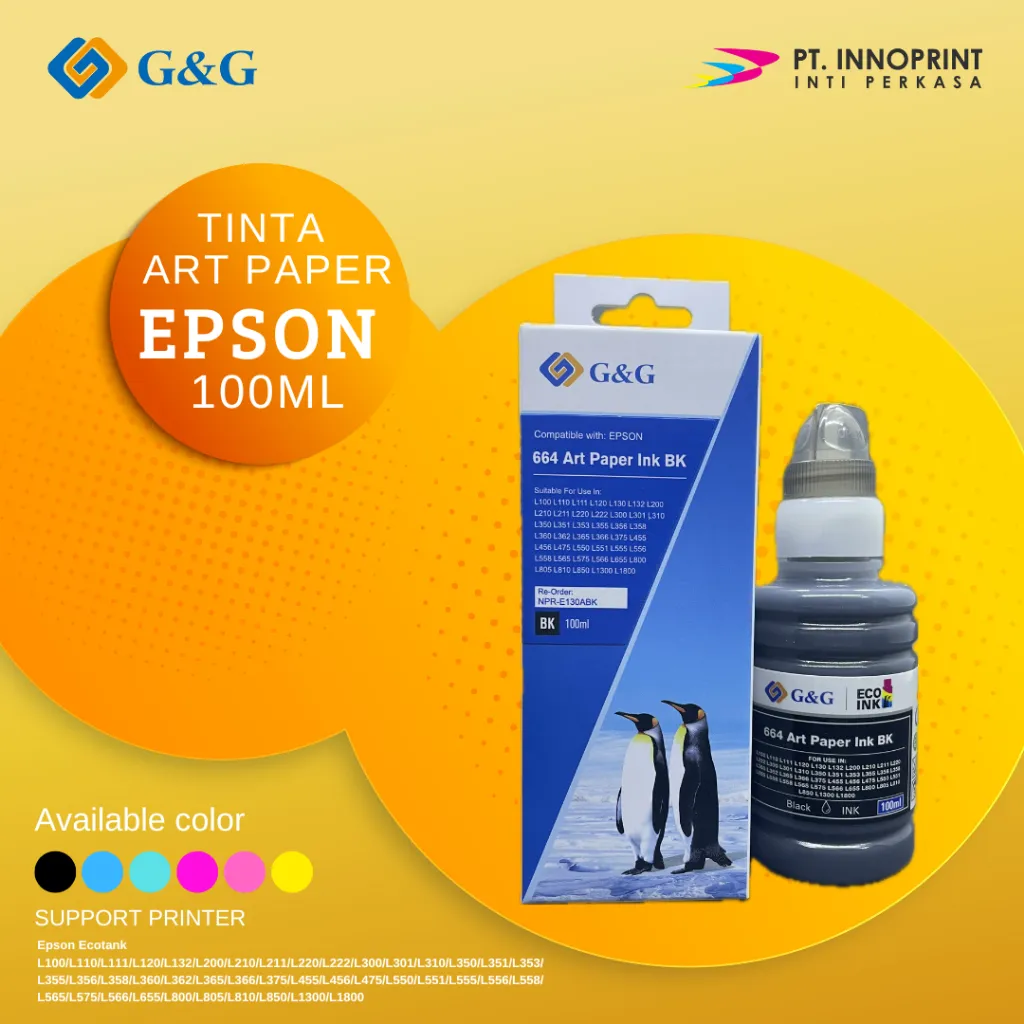 Tinta Artpaper MORR G&G by Innoprint botol 664 cetak ijazah Epson L120 220 360 1300 1800 / Tinta Art Paper G&G Original Innoprint