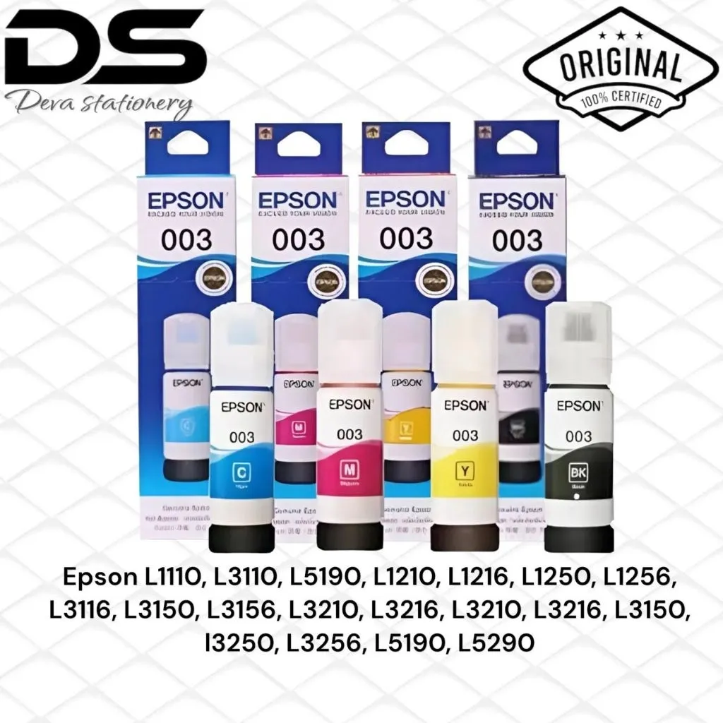 TINTA PRINTER EPSON 003 C.M.Y.B ORIGINAL SERIES L1110, L3110, L5190, L1210, L1216, L1250, L1256, L3116, L3150, L3156, L3210