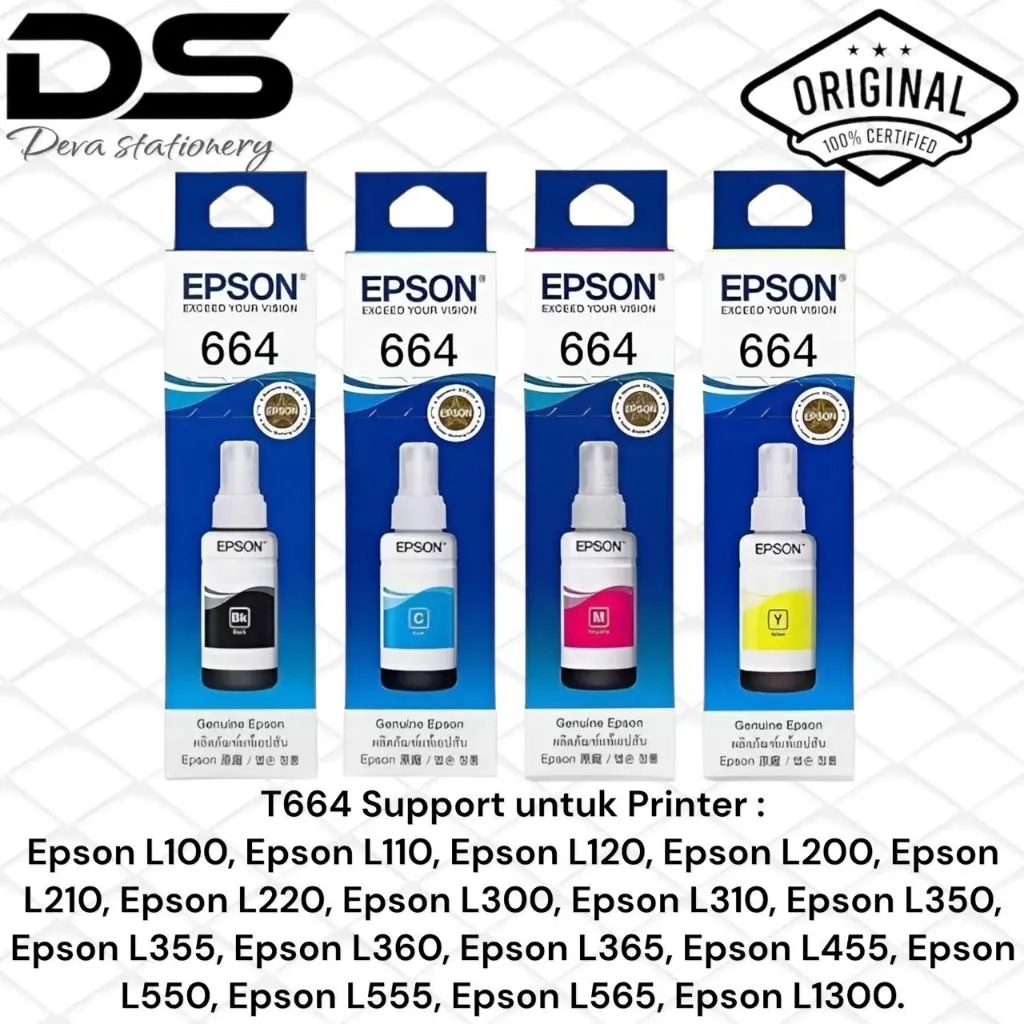 Tinta Printer Epson 664 T664 Varian Suport Printer L100/L110/L120L200/L210/L220
L300/L310/L350